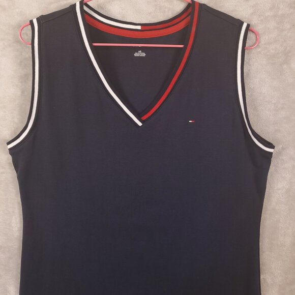 Tommy Hilfiger Navy Blue Sleeveless Dress V neck, Women's size L - Picture 3 of 9